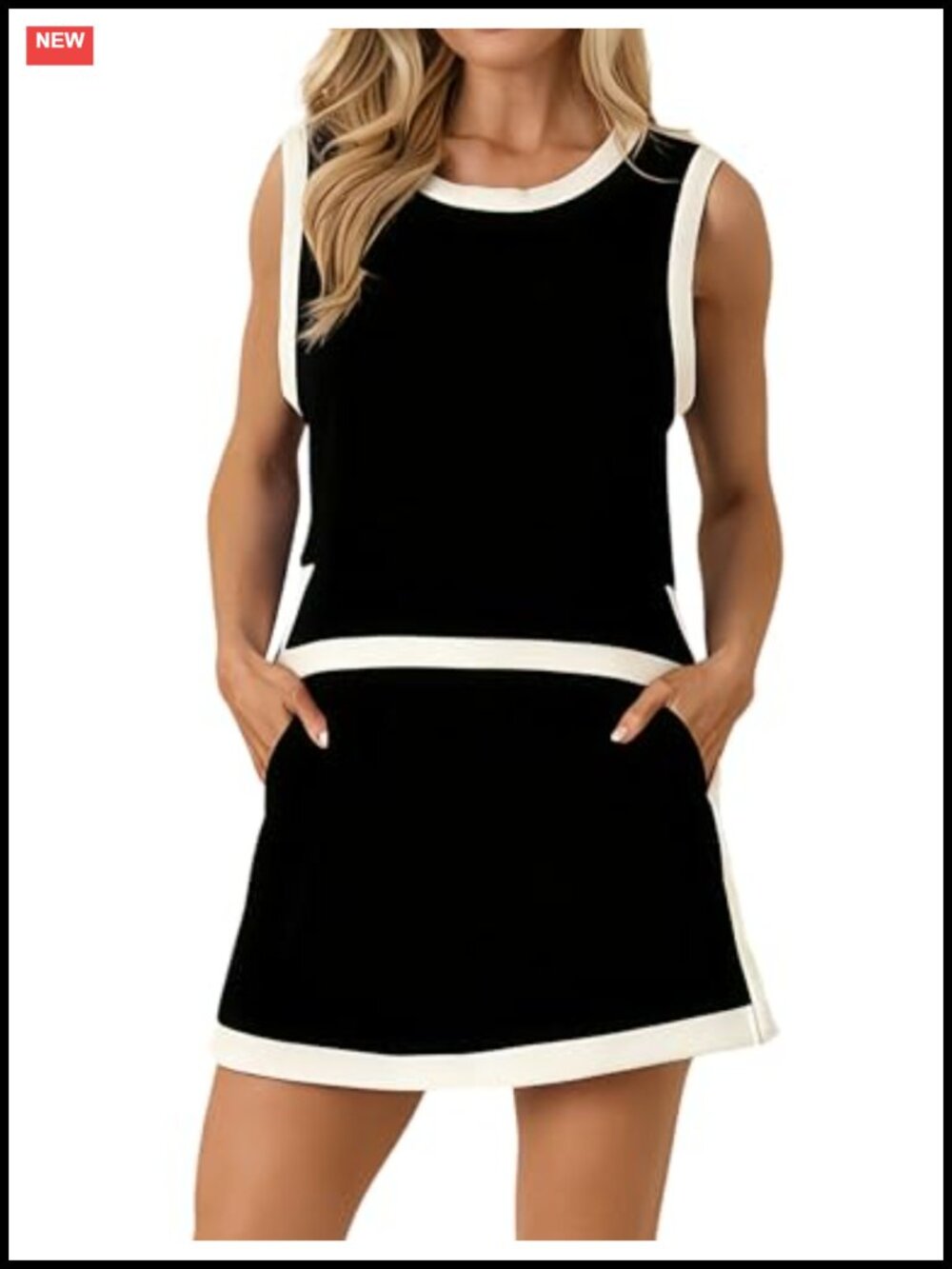 Women's 2 Piece Skort Set Sleeveless Tank Top Mini Skirt with Pockets